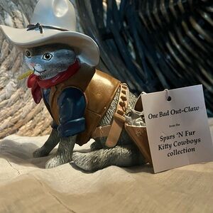 Cowboy Cat Figurine with Hat and Vest